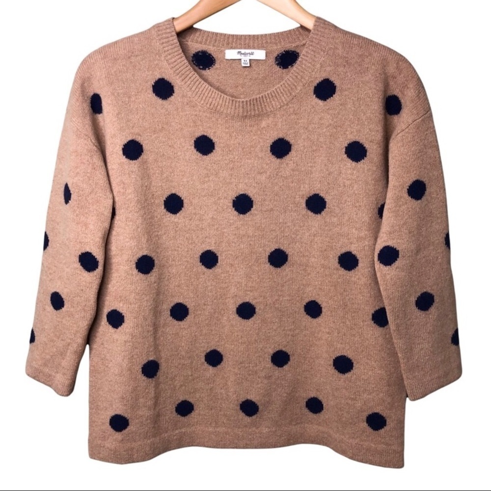 Madewell Dotted Crewneck Merino Wool Sweater Polka Dots Size XS Style AG265 - Picture 2 of 9
